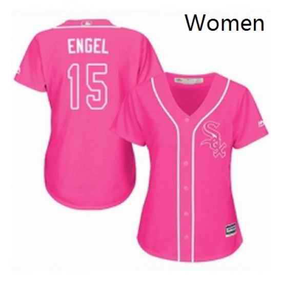 Womens Majestic Chicago White Sox 15 Adam Engel Authentic Pink Fashion Cool Base MLB Jersey